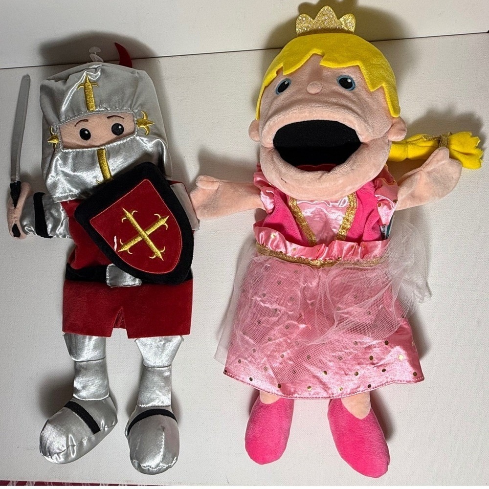 FIESTA Plush Silver Knight and Pink Princess Plush Puppets Good
